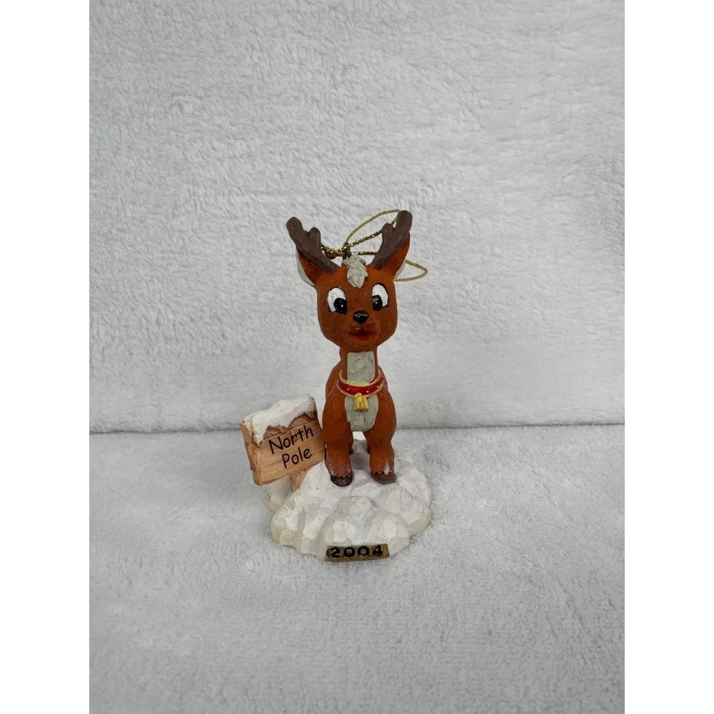 2004 North Pole Sign Rudolph the Red-Nosed Reindeer Ornament Unisex OS Brown EXC